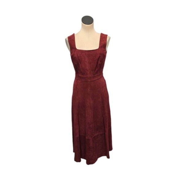 Antonio Melani Dress Womens 4 Brick Norah Genuine Suede Leather Midi Sleeveless - Picture 2 of 13